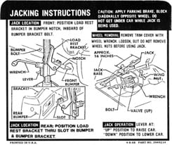 1969 JACKING INSTRUCTIONS, HARDTOP