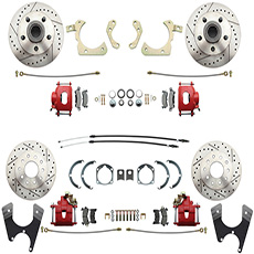 DRILLED/SLOTTED ROTORS WITH RED COATED CALIPERS UPGRADE FOR DISC CONVERSION (ea)