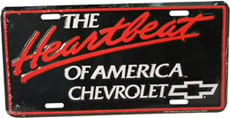 LICENSE PLATE "HEARTBEAT OF AMERICA,  CHEVROLET"